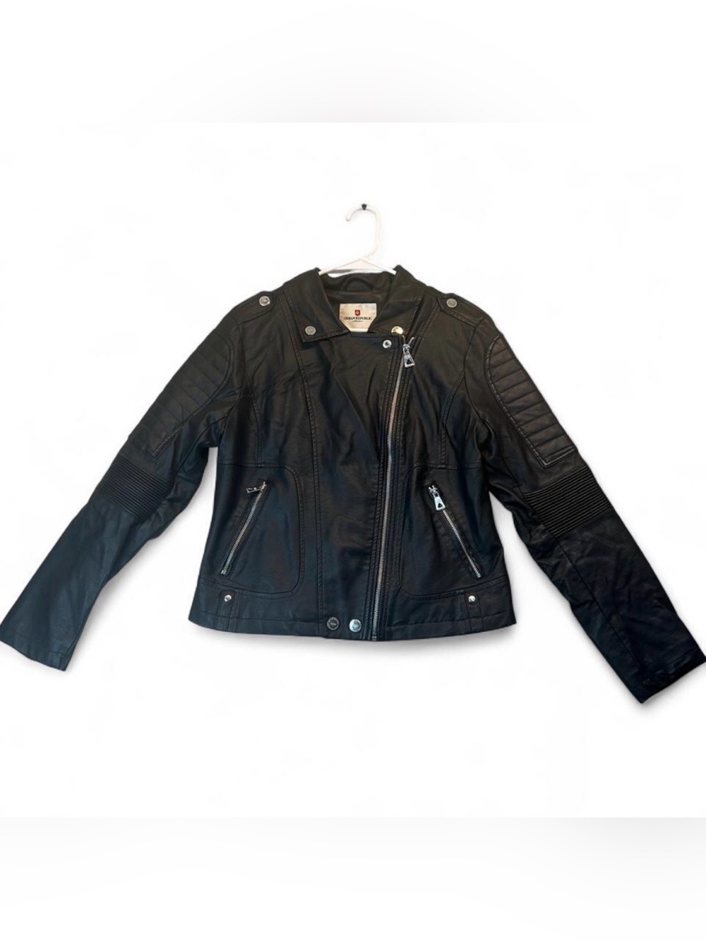 Urban Republic Black Faux-Leather Moto Jacket